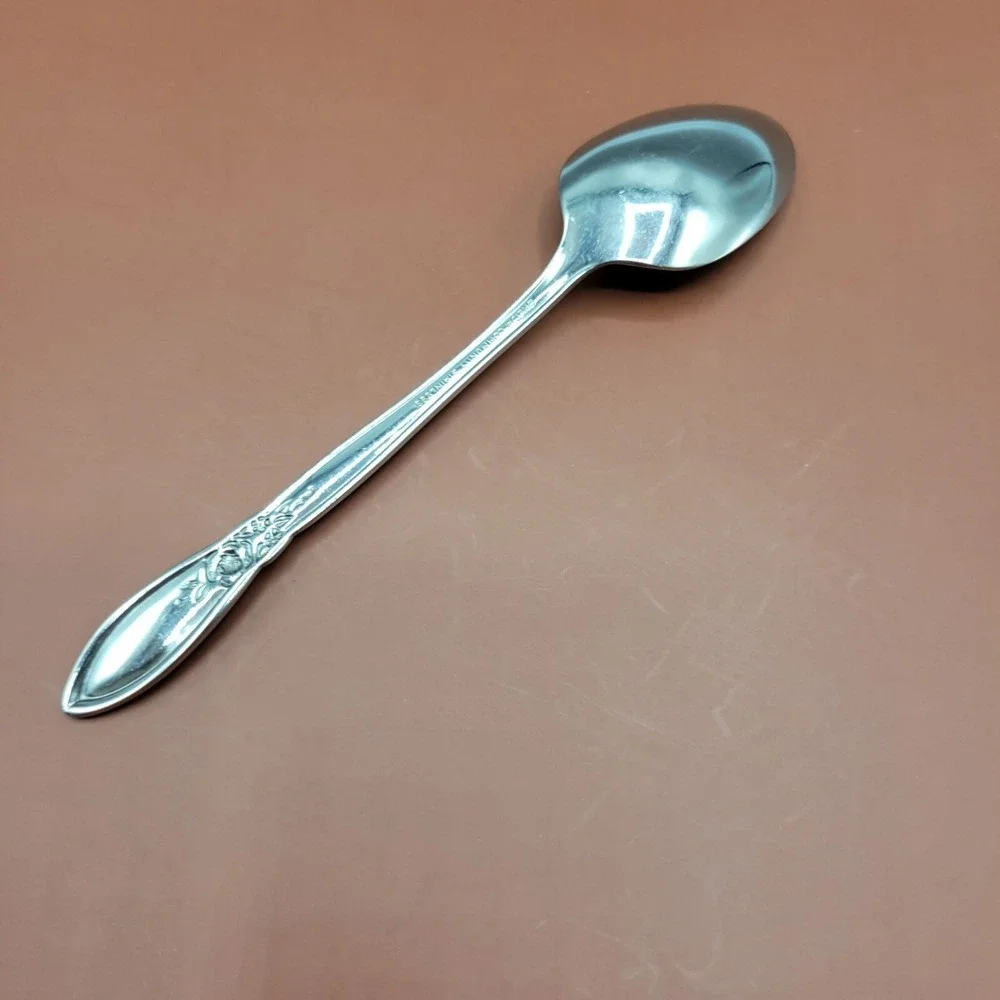 2 Oneida Community Stainless Oval Soup Spoon Spring Rose Betty Crocker 6 3/4 in